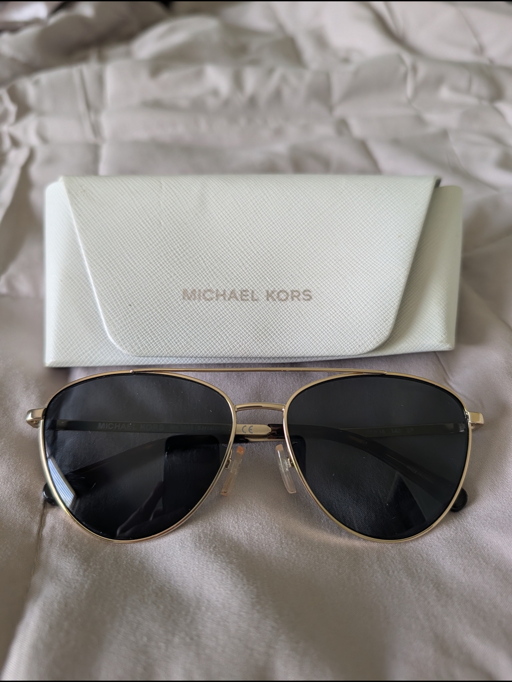 Michael Kors Women's Gold Frame Black Lens Aviator Sunglasses